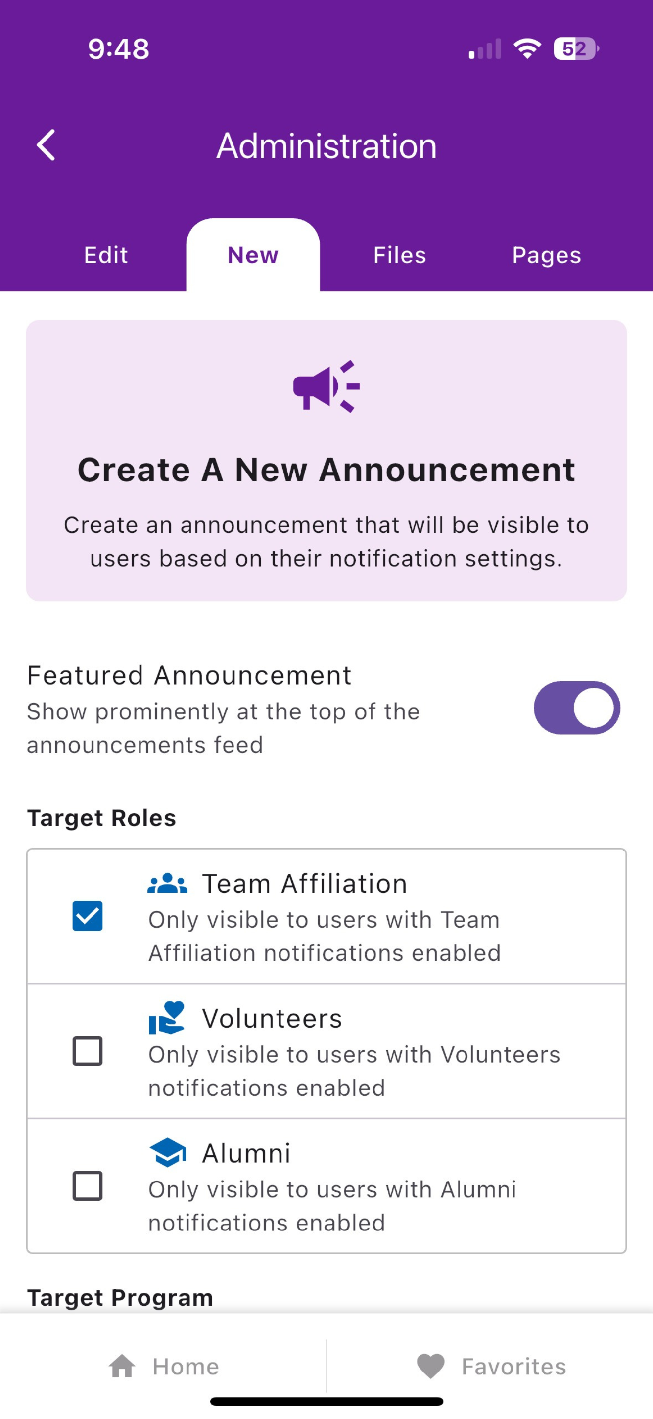 FIRST Nevada App Admin Screen